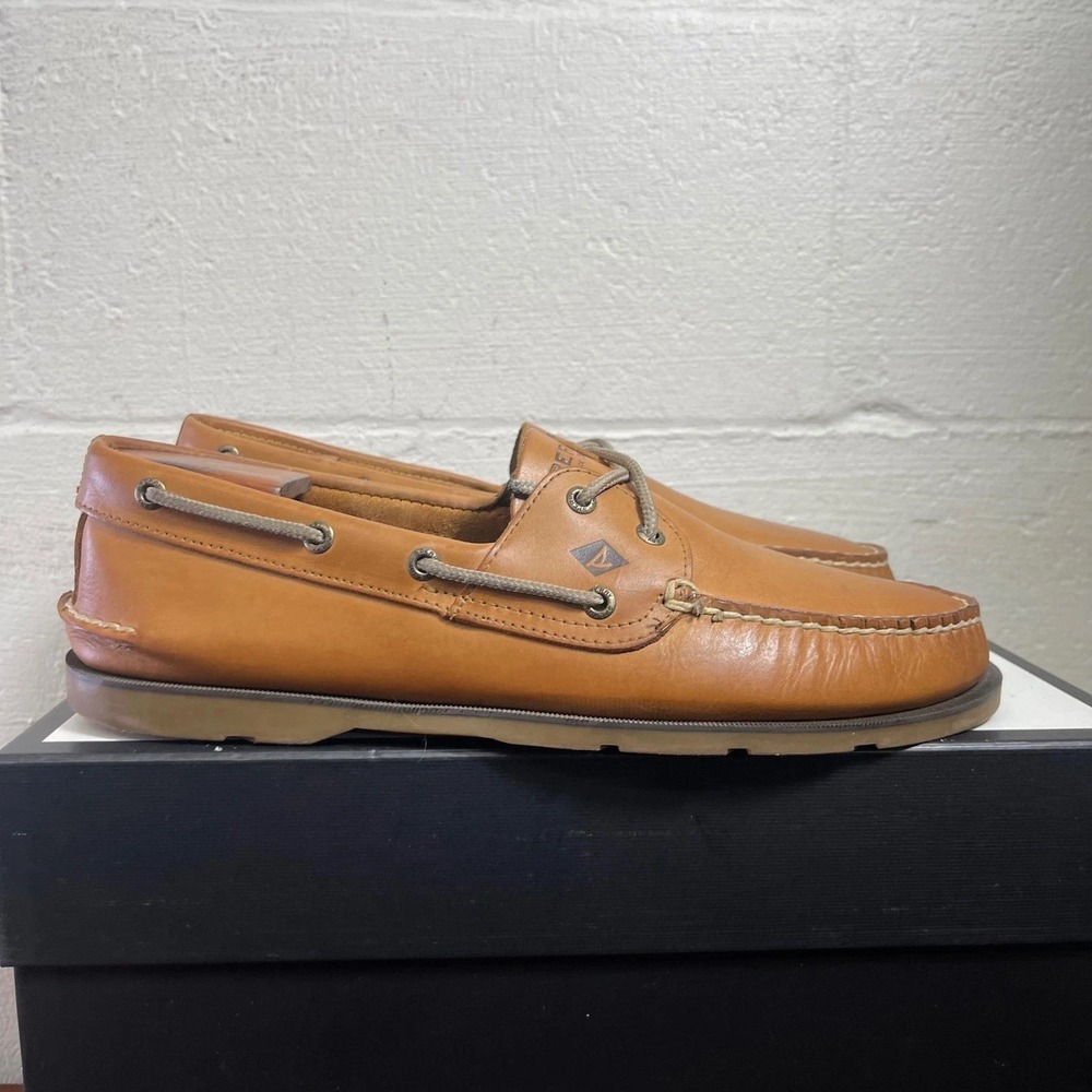 Sperry‎ Top Sider Leeward 077789 Boat Shoes Brown Leather Slip On Men's 12 M